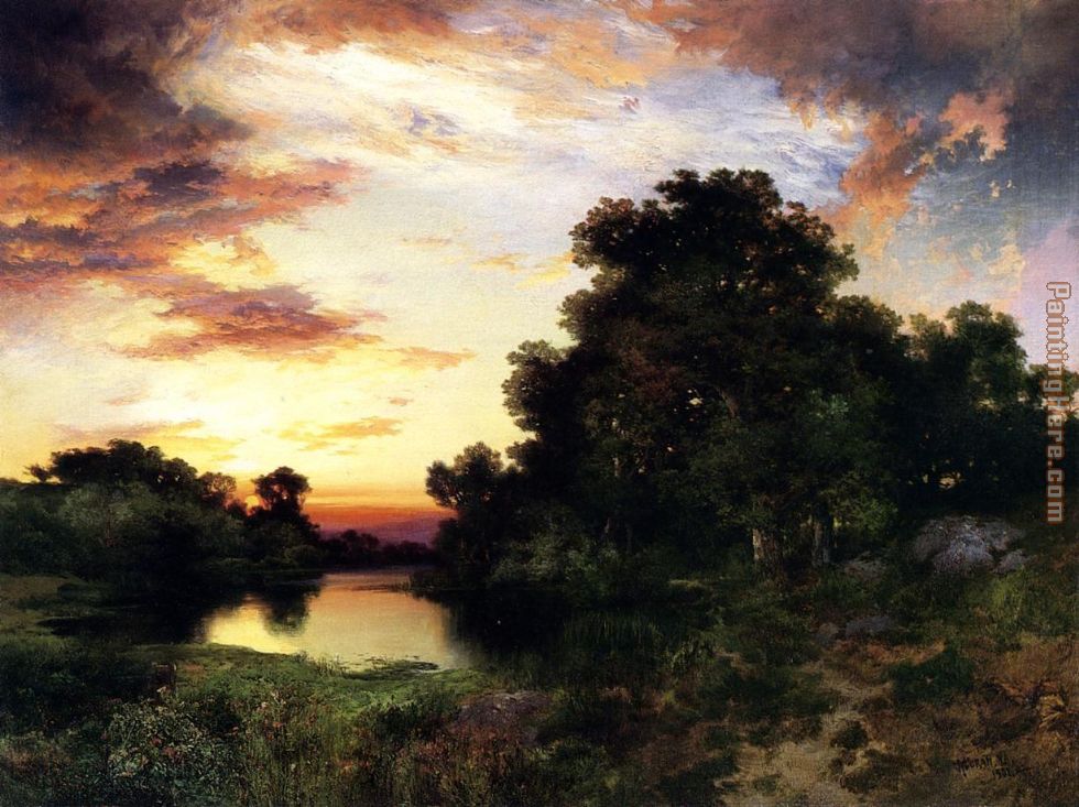 Sunset on Long Island painting - Thomas Moran Sunset on Long Island art painting